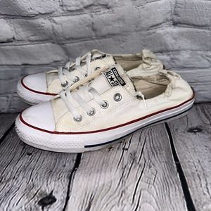 Converse All Star Shoreline Womens 9 White Canvas Low Top Slipon Sneaker Shoes